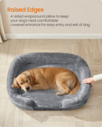 LEDREM Dog Bed, Large Orthopaedic Dog Sofa Bed, 106 X 76 X 18 Cm, Egg Crate Foam, Waterproof Liner, Raised Edges,light Grey - thumbnail 5