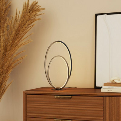 GoodHome Pegmati Oval Mirrored Silver Effect Integrated Led Table Lamp - image 1