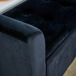 Home Source Verona Black Velvet Window Seat Storage Box Ottoman - thumbnail 5
