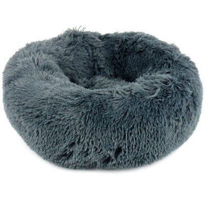 Actiaspet Dog Cat Bed Fluffy Donut Kitten Puppy Pet Cushion Calming Mattress Xs (Dark Grey) - image 1