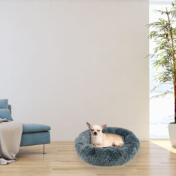 Actiaspet Dog Cat Bed Fluffy Donut Kitten Puppy Pet Cushion Calming Mattress Xs (Dark Grey) - thumbnail 3