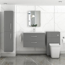 Royal Bathrooms Turin Indigo Grey Gloss 800mm Wall Hung Vanity Unit 2 Drawer With Minimalist Basin Sink - thumbnail 4