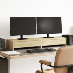Walplus Monitor Stand With Drawers Sonoma Oak 100X27X15 Cm Engineered Wood - thumbnail 1