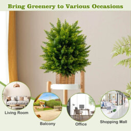 Costway Set Of 2 50Cm Artificial Cedar Topiary Ball Tree Faux Shrub Brush Potted Tree - thumbnail 9