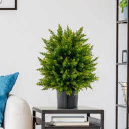 Costway Set Of 2 50Cm Artificial Cedar Topiary Ball Tree Faux Shrub Brush Potted Tree - thumbnail 3