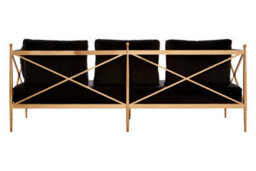 Orsina Sleek 3 Seat Rose Gold Lattice Arms Sofa, Stylish Mid Century Sofa For Bedroom, Sturdy 3 Seater Sofa - thumbnail 4