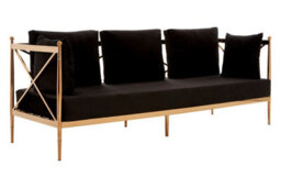 Orsina Sleek 3 Seat Rose Gold Lattice Arms Sofa, Stylish Mid Century Sofa For Bedroom, Sturdy 3 Seater Sofa - thumbnail 6