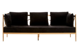 Orsina Sleek 3 Seat Rose Gold Lattice Arms Sofa, Stylish Mid Century Sofa For Bedroom, Sturdy 3 Seater Sofa - thumbnail 2