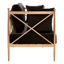 Orsina Sleek 3 Seat Rose Gold Lattice Arms Sofa, Stylish Mid Century Sofa For Bedroom, Sturdy 3 Seater Sofa - thumbnail 3