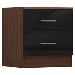 Reflect 2 Door Mirror Wardrobe, 5 Drawer Chest, 2 Drawer Bedside & Desk - Black Gloss & Walnut - Modern Bedroom Furniture Set - thumbnail 7