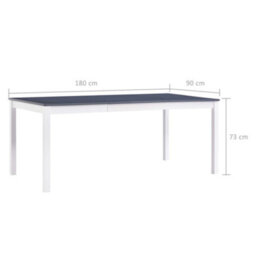 Berkfield Dining Table White And Grey 180X90X73 Cm Pinewood - thumbnail 6
