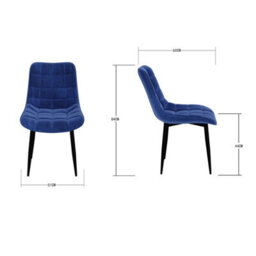 More4Homes Set Of 4 Nova Modern Velvet Dining Chair Padded Seat Metal Legs Kitchen (Blue) - thumbnail 7