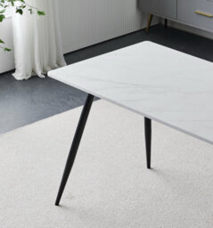 Hallowood Furniture Cullompton Rectangular Dining Table 120Cm In White Marble Effect Top With 4 Grey Curved Back Chairs - thumbnail 9