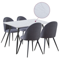Hallowood Furniture Cullompton Rectangular Dining Table 120Cm In White Marble Effect Top With 4 Grey Curved Back Chairs - thumbnail 8