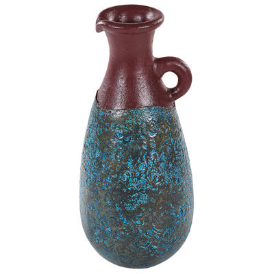 Beliani Decorative Vase Velia Ceramic 40 Cm Blue - image 1