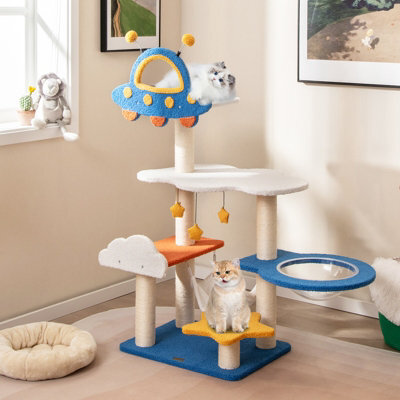 Costway 124Cm Tall Cat Tree Space-Themed Multi-Level Cat Kitten Tower W/ Ufo Top Perch - image 1