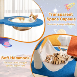 Costway 124Cm Tall Cat Tree Space-Themed Multi-Level Cat Kitten Tower W/ Ufo Top Perch - thumbnail 6