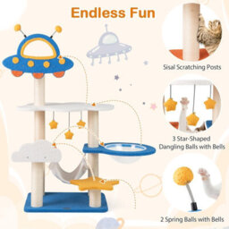Costway 124Cm Tall Cat Tree Space-Themed Multi-Level Cat Kitten Tower W/ Ufo Top Perch - thumbnail 7