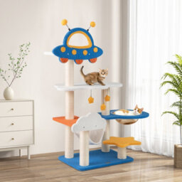 Costway 124Cm Tall Cat Tree Space-Themed Multi-Level Cat Kitten Tower W/ Ufo Top Perch - thumbnail 4