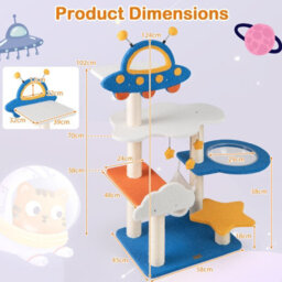 Costway 124Cm Tall Cat Tree Space-Themed Multi-Level Cat Kitten Tower W/ Ufo Top Perch - thumbnail 3