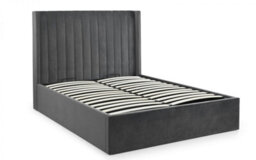 Ashfield Premium - Grey Scalloped Velvet Ottoman Bed - King 5Ft (150Cm) - thumbnail 4
