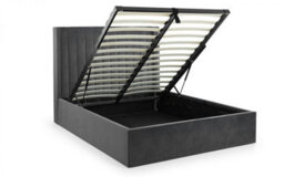 Ashfield Premium - Grey Scalloped Velvet Ottoman Bed - King 5Ft (150Cm) - thumbnail 3