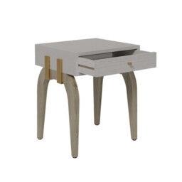 Wyld Haus Cordoba Taupe Textured Bedside Table With Brass Accent And Drawer - thumbnail 4