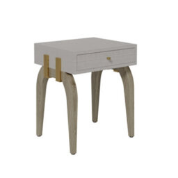 Wyld Haus Cordoba Taupe Textured Bedside Table With Brass Accent And Drawer - thumbnail 2