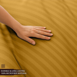 Imperial Rooms Deep Fit 40Cm Satin Stripe Fitted Sheet Microfiber Soft Bedding Sheets Ochre Super King - thumbnail 3