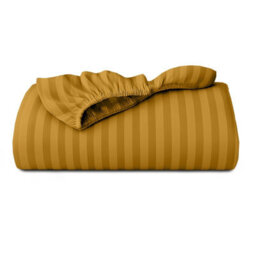Imperial Rooms Deep Fit 40Cm Satin Stripe Fitted Sheet Microfiber Soft Bedding Sheets Ochre Super King - thumbnail 5