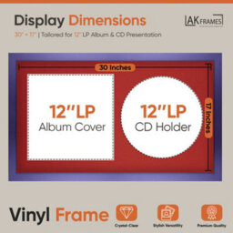 "30X17"" Purple Modern Vinyl Record Frame With Crimson Mount For 12 Inch Lp Album Cover & Disc - Ak Frames" - thumbnail 2