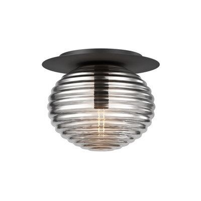 Luminosa Lighting Luminosa Reels Modern Globe Ceiling Light Black 1Xe27 Smoky Shade - image 1