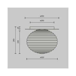Luminosa Lighting Luminosa Reels Modern Globe Ceiling Light Black 1Xe27 Smoky Shade - thumbnail 2