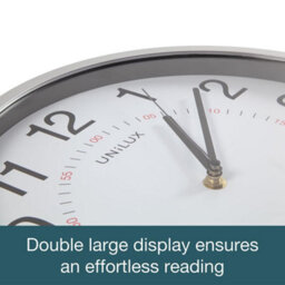 Unilite Unilux Aria Wall Clock Quartz System With Dual Display Metal Grey, 30.5Cm - thumbnail 3