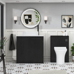 Royal Bathrooms Royal Bathroom Elmore 800mm Matt Nocturne Black Freestanding Bathroom Vanity Unit 2 Door Plain White Worktop With Lyon Basin - thumbnail 5
