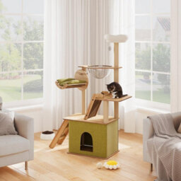 Living And Home Luxurious Multilevel Cat Tower Cat Tree With Plush Perch And Scratching Board H 1450 mm - thumbnail 1