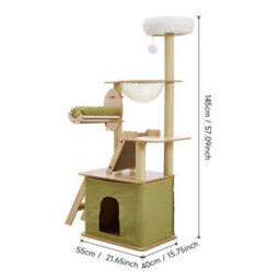 Living And Home Luxurious Multilevel Cat Tower Cat Tree With Plush Perch And Scratching Board H 1450 mm - thumbnail 8