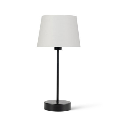 Lighting Supermarket Stockholm Black Cup Stick Table Lamp With Lorenzo Cream Cylinder Shade - image 1