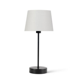 Lighting Supermarket Stockholm Black Cup Stick Table Lamp With Lorenzo Cream Cylinder Shade - thumbnail 1