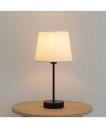 Lighting Supermarket Stockholm Black Cup Stick Table Lamp With Lorenzo Cream Cylinder Shade - thumbnail 6