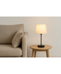 Lighting Supermarket Stockholm Black Cup Stick Table Lamp With Lorenzo Cream Cylinder Shade - thumbnail 7