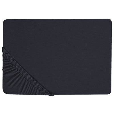 Beliani Fitted Sheet Janbu Cotton 160 X 200 Cm Black - image 1