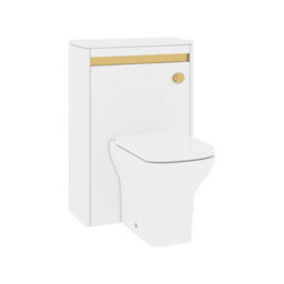 Royal Bathrooms Orion 540mm Matt White Btw Wc Toilet Unit With Brushed Brass Strip - thumbnail 2