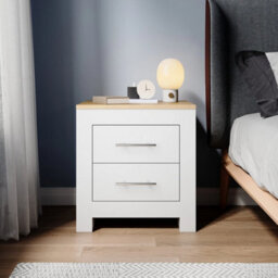 White Mdf Bedside Table Nightstand Chest Of 2 Drawers Storage - thumbnail 3