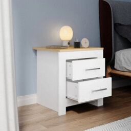 White Mdf Bedside Table Nightstand Chest Of 2 Drawers Storage - thumbnail 4