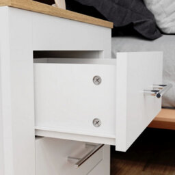 White Mdf Bedside Table Nightstand Chest Of 2 Drawers Storage - thumbnail 5