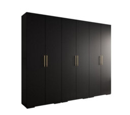 Arte Stylish Black Inova 3 Hinged Door Wardrobe W3000mm H2370mm D470mm - Premium Storage With Gold Vertical Handles - thumbnail 1