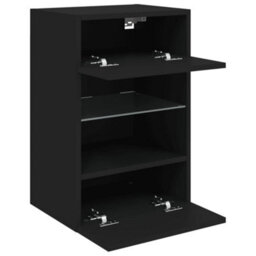 Berkfield Tv Wall Cabinet With Led Lights Black 40X30X60.5 Cm - thumbnail 8