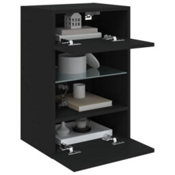 Berkfield Tv Wall Cabinet With Led Lights Black 40X30X60.5 Cm - thumbnail 7