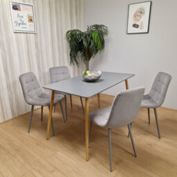 Kosy Koala Modern Rectangle Dark Grey Dining Table Set With 4 Grey Velvet Chairs Dining Room Furniture - thumbnail 3